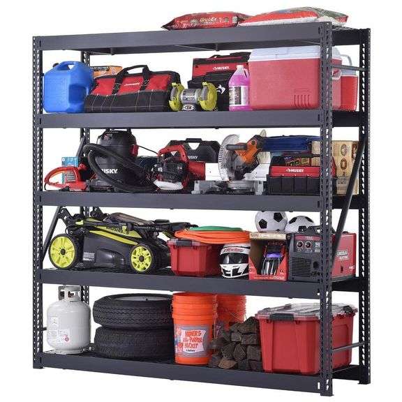 5-Tier Industrial Duty Steel Freestanding Garage Storage Shelving Unit in Black (90 in. W x 90 in. H x 24 in. D)
