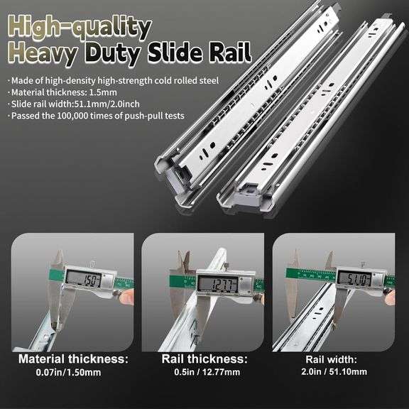 TP-LAIE 1 Pair 22 inch Heavy Duty Drawer Slides with Lock, Full Extension Ball Bearing Locking Rails Cabinet Tool Box Runners Tracks Glides(150 Lbs,wi