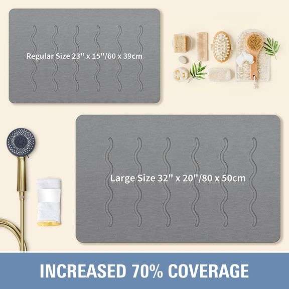 OTHWAY Diatomaceous Earth Bath Mat, Stone Bath Mats for Bathroom, Stone Drying Mat for Kitchen Counter Absorbing, 24"x 15" Non-Slip Diatomite Hard Sto