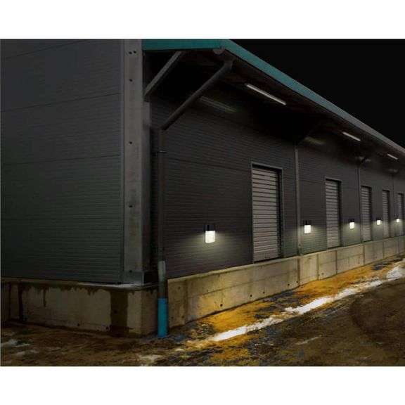 19-Watt Black Outdoor Integrated LED Classic Wall Pack Light with Dusk to Dawn Control