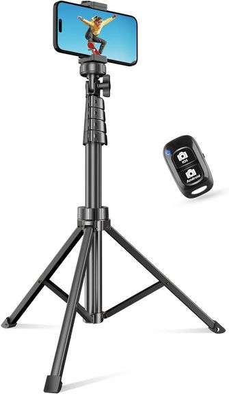 Sensyne 62" Phone Tripod & Selfie Stick, Extendable Cell Phone Tripod Stand with Wireless Remote and Phone Holder, Compatible with iPhone Android Phon