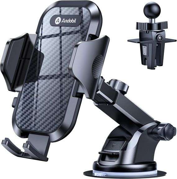 andobil Car Phone Holder Mount (Bumpy Roads Friendly) Phone Mount for Car Easy Clamp Hands-Free Universal Fit for Dashboard-Windshield-Vent iPhone Sam