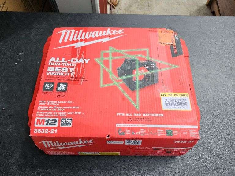 Milwaukee M12 3 beam Self Leveling Laser Level Kit 165 ft. 5 pc