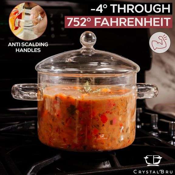 2L Clear Glass Simmer Pot with Lid & Strainer | Heat-Resistant Borosilicate Glass Pot for Pasta, Soup, Baby Food & Milk | Electric Simmer Tool for Hom