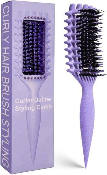 Curly Hair Brush Candybrush Curl Defining Brush for Detangling Shaping and Defining Curls for Women, Men, Wet & Dry Hair (Purple)