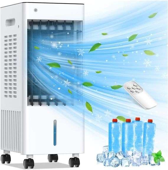 Portable Air Conditioners, Evaporative Air Cooler, 3-Side Air Intake Portable AC Unit w/ 8L Larger Water Tank, 3 Speeds, 60 Oscillation,7.5H Timer, Sw