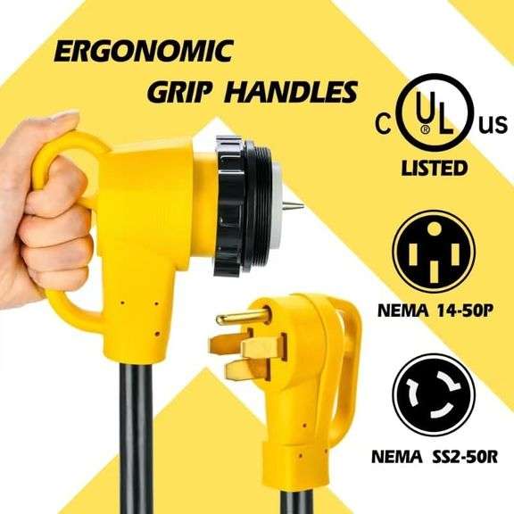 Lalarodia 50 Amp 40FT Generator Cord and Power Inlet Box Combo Kit NEMA 14-50P Male to SS2-50R Twist Locking with Inlet Box for Generator and RV Campe
