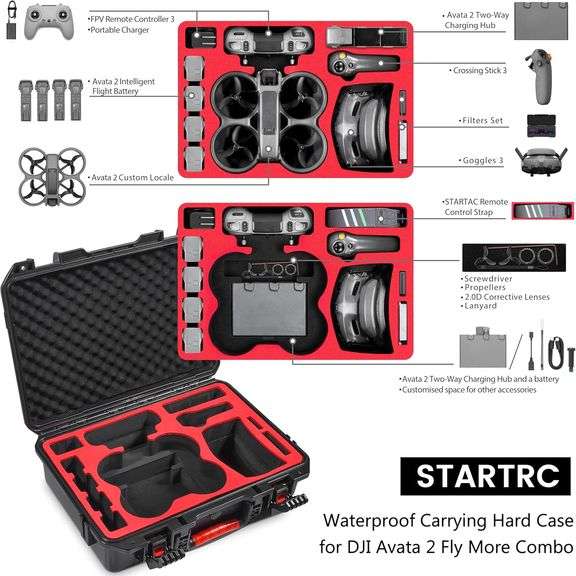 Étui Rigide Étanche Double Couche STARTRC Pour DJI Air 3S Fly More Combo – Protection IP67 – Valise Choc Avec Mousse Personnalisable + Sangle