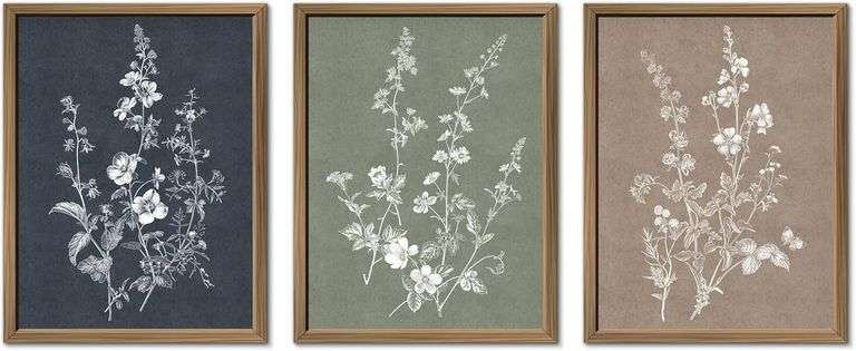 ANERZA Framed Boho Wall Art Decor, Large Vintage Farmhouse Wall Prints for Bedroom, Minimalist Rustic Posters for Living Room Aesthetic, Botanical Flo