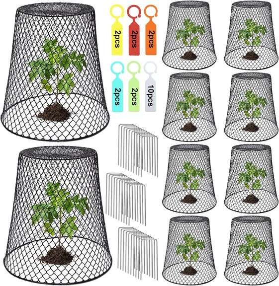 Dukelai 10 Pcs Chicken Wire Cloche Plant Covers Garden Netting Metal Heavy Duty Plant Protectors from Animals for Keeping Bunnies Chicken Squirrels Bi