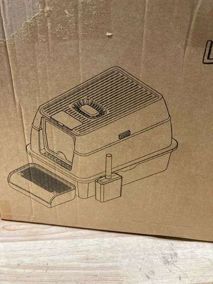 Fully Enclosed XXL Stainless Steel Litter Box with Lid, 8 Deep Pan, Large Stainless Steel Cat Litter Box for Big Cat with Scoop, Step Board, Mat, Brus