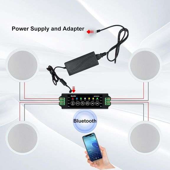 Herdio 6.5' 640Watts 2-Way Bluetooth Ceiling Speakers Package Great for Home Theater System, Living Room,Office,Flush Mount Wired(4 Speakers)
