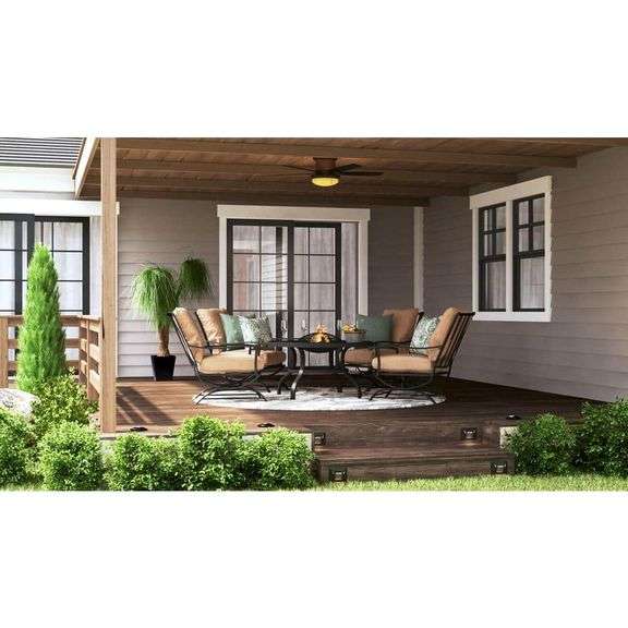 Roanoke 48 in. Indoor/Outdoor Wet Rated Natural Iron Ceiling Fan with LED Bulbs Included