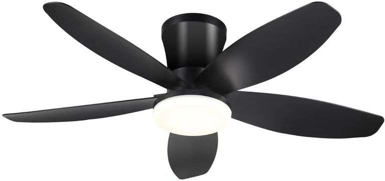 Ceiling Fans with Lights-36 Low Profile Ceiling Fan with Light and Remote/APP Control,Flush Mount,DC Reversible,LED Dimmable Black Ceiling Fans for Be