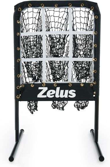 ZELUS Baseball Net with Target Pockets, Pitching Net with Strike Zone, Portable Pitcher Trainer Net, Height Adjustable Softball Baseball Training Equi