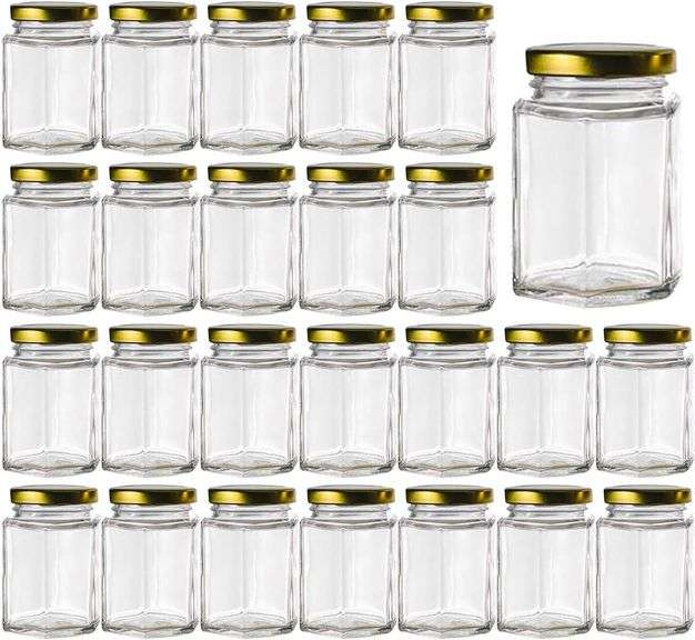 4oz Hexagon Glass Jars 25 pack (25, 4oz)