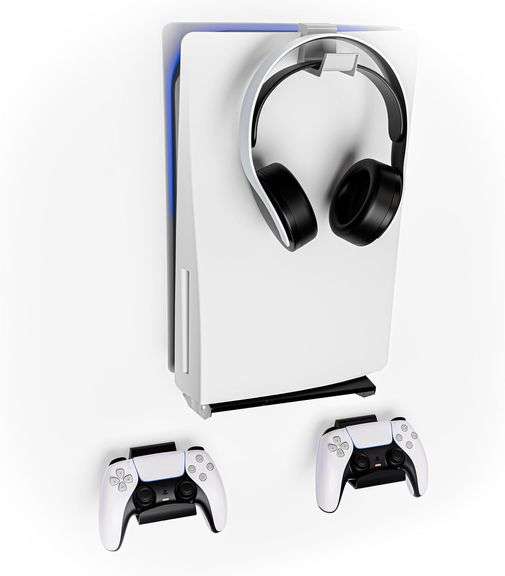 ADZ PS5 Wall Mount Kit with Controller Holders Compatible with Slim, Disc and Digital Versions
