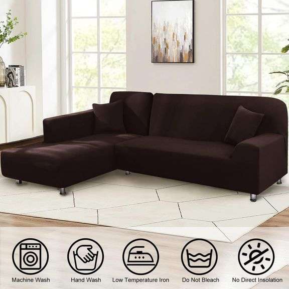 LA MEACK Sectional Couch Covers 2-Piece Softness L Shaped Sofa Cover Super Stretch L-Type Couch Slipcover with 2Pcs Pillowcases Sofa Slipcover 3 Seate