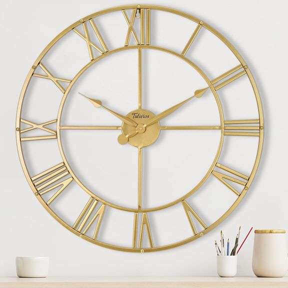 Tulivios Large 24In Wall Clock,Vintage Farmhouse Wall Decor,Boho Metal Wall Art,Home Decor for Living Room, Kitchen,Bedroom, Office,Suitable for Room