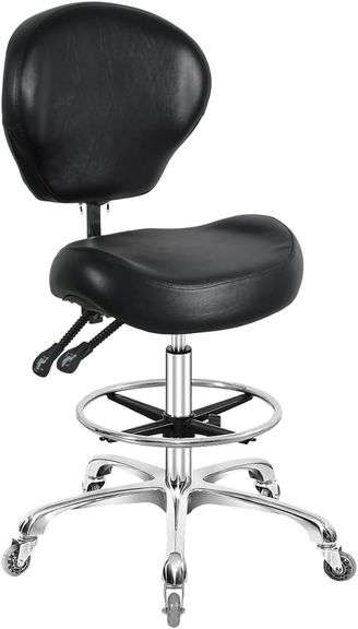 Nazalus Rolling Swivel Drafting Chair Adjustable Heavy Duty (400lbs) Lumbar Support Task Chair for Home Desk Studio Design Lab(Trapezoidal Back Black)