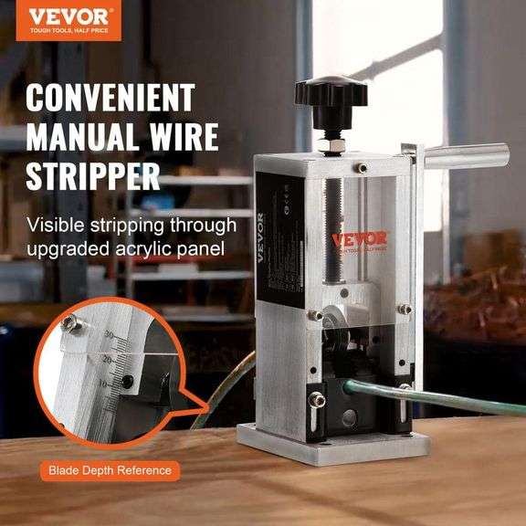 Wire Stripping Machine, Wire Stripper with Hand Crank or Drill Powered, 0.06 in. - 0.98 in. Copper Wire Stripper