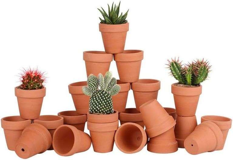 FCFKUK 36pcs Small Mini Clay Pots, 2.5inch Terra Cotta Pot Clay Ceramic Pottery Planter, Succulent Nursery Pot/Cactus Plant Pot, with Drainage Hole, f