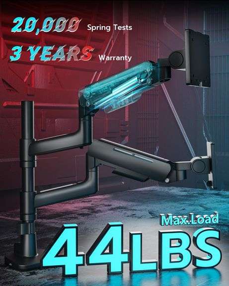 ARES WING Vertical Dual Monitor Mount for 17-49 Inch Ultrawide Heavy Duty Curved Screen Stacking, Computer Monitor Arm Desk Mount with USB, Gas Spring