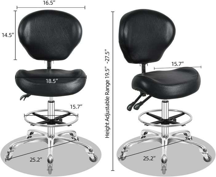 Nazalus Rolling Swivel Drafting Chair Adjustable Heavy Duty (400lbs) Lumbar Support Task Chair for Home Desk Studio Design Lab(Trapezoidal Back Black)