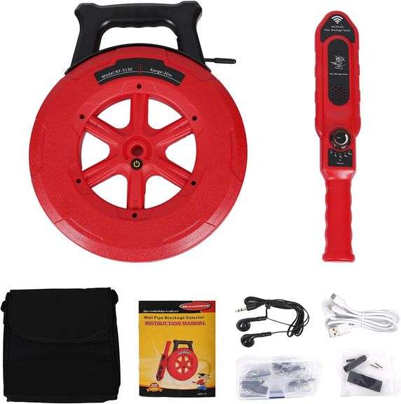 Yeipower Pipe Blockage Detector Locators-Sensor - Water Pipe Wall Scanner 40M Pipeline Detector Metal PVC Water Pipes Clogging Tool