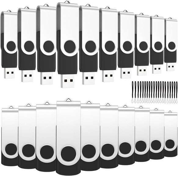 ABLAZE USB Stick 128MB 100 Pack, USB 2.0 Flash Drive 128MB with Lanyards Swivel Thumb Drives Bulk Memory Stick 100PCS (Black)
