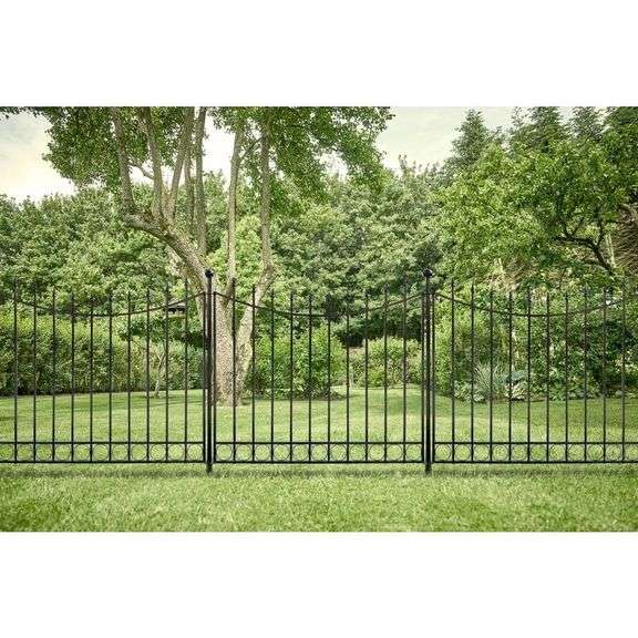 (4-pack) Beaumont 40.4 in. H x 49.6 in. W Black Steel 3-Rail Fence Panel