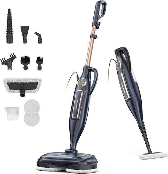 DEVOAC VM6 Steam Mop with Rotating Pads, 10 in 1 Lightweight Steam Mop & 3 Steam Modes & LED Headlights for Hard Floor Laminate Marble Floors