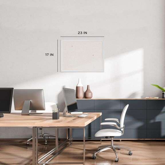U Brands Linen Cork Linen Bulletin Board, 17 x 23 Inches, White Wood Frame (3264U00-01)