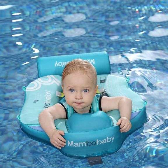 Add Tail Mambobaby Float with Canopy, Baby Floats for Pool Non-Inflatable Waist Float Swim Training Toy with UPF 50+ UV Sun Canopy (Contrast-Green)