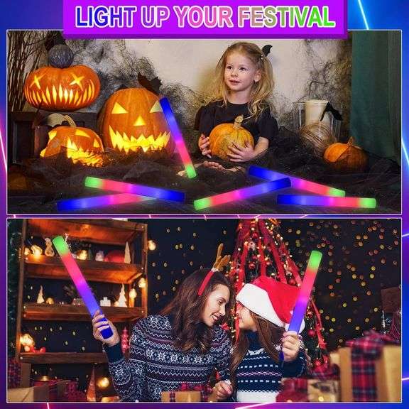 Taotuo Glow Sticks Bulk, 20 Pack LED Light Up Foam Sticks 3 Modes Color Flashing,Glow Party Supplies for Wedding Birthday, Raves, Concert, Camping, Ne
