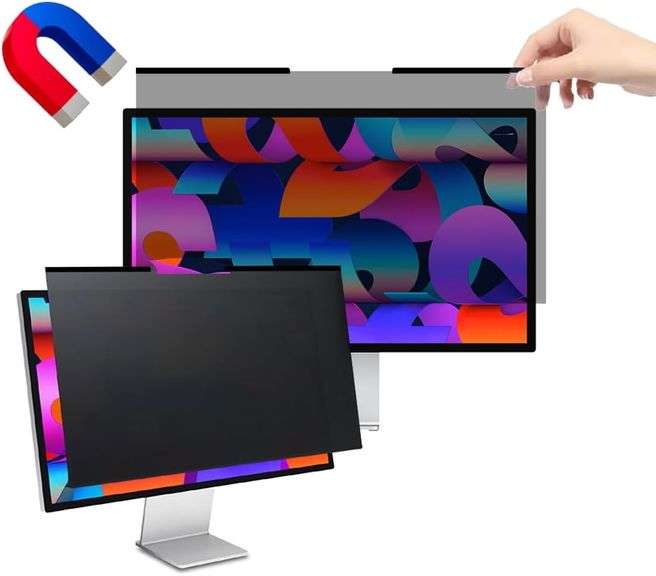 Magnetic 360 Computer Privacy Screen Shield 24 Inch 16:9 Ratio - Anti Glare - Blue Light Filter - 96% UV Blocks Security Screen for All 24" Desktop Mo