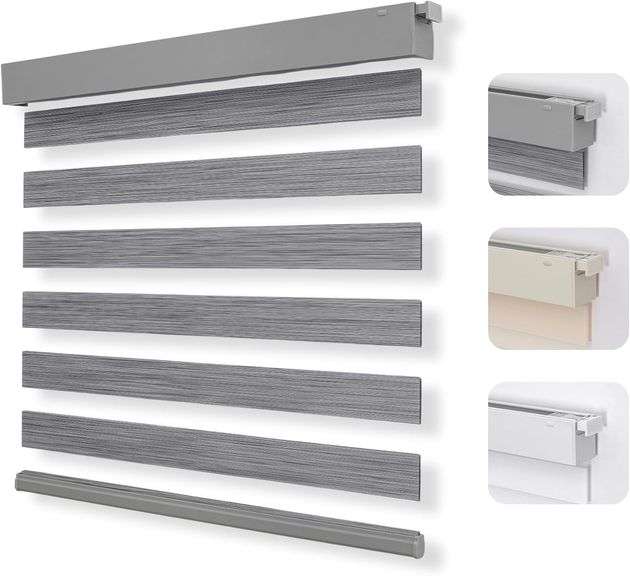Joydeco No Drill Zebra Blinds for Windows, Cordless Dual-Layer Privacy Zebra Shades for Indoor Windows, Easy to Install, Light Filtering Sheer Blinds