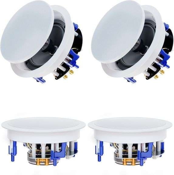 Herdio 6.5' 640Watts 2-Way Bluetooth Ceiling Speakers Package Great for Home Theater System, Living Room,Office,Flush Mount Wired(4 Speakers)