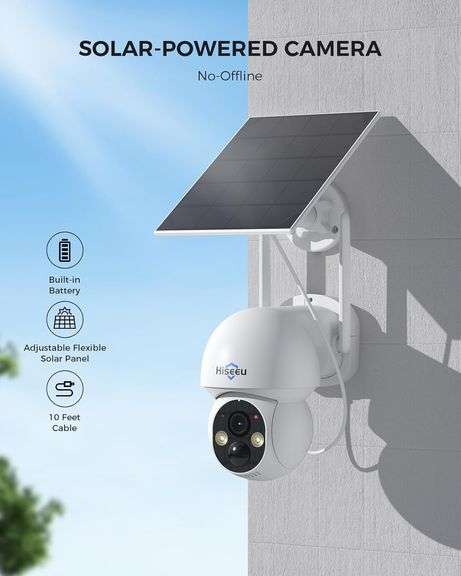 Hiseeu Solar Camera Wireless Outdoor, Home Security Camera System, 2.4G & 5G WiFi, Solar-Powered 4MP 4 Cam-Kit, Color Night Vision, 360 View, Pan & Ti