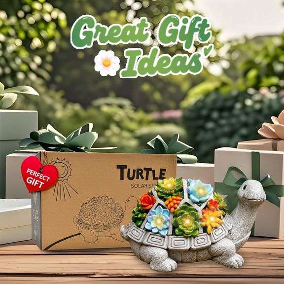 Nacome Solar Garden Outdoor Statues Turtle with Succulent 7 LED Lights ...