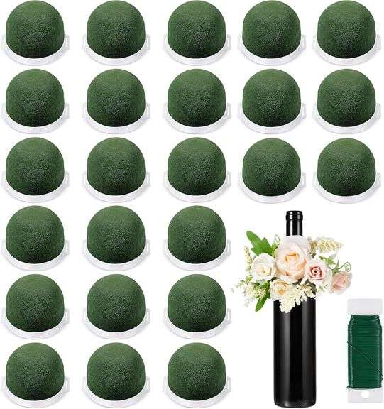 Tessco 12 Pcs Mini Floral Foam Holder Round Floral Foam with Green Arrangement Wire Arrangement Supplies for Table Wedding Wine Bottle Decor