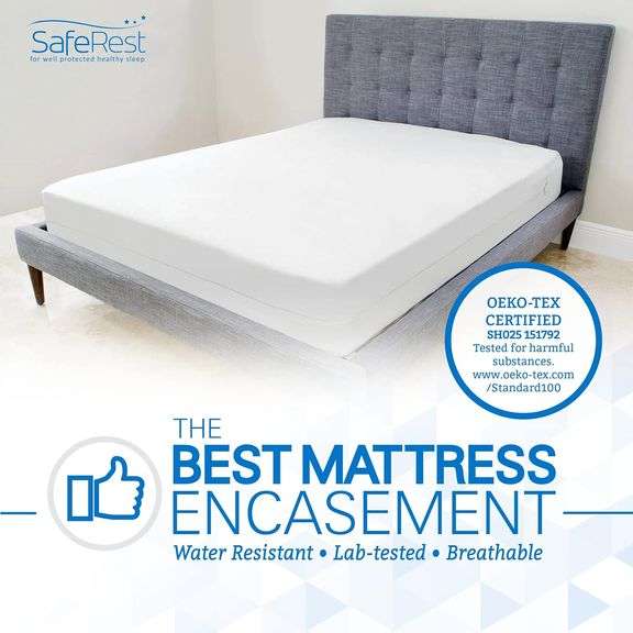 SafeRest Premium Zippered Mattress Cover - Waterproof Mattress Encasement, Breathable, Noiseless and Vinyl Free (Fits 12" - 15 Inch H), Full Size