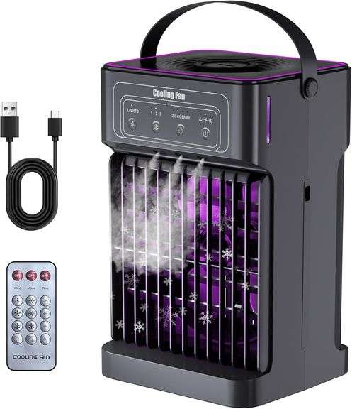 Portable Air Conditioners Cooling Fan, 4-IN-1 Portable AC Unit with 3 Cool Mist &Speeds, 7 Night Light & 2-8H Timer Evaporative Air Cooler Fan, Person