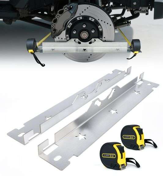 Rynharta Wheel Alignment Tool with Tape Measures, Premium Stainless Steel Toe Alignment Tool Plates, Silver
