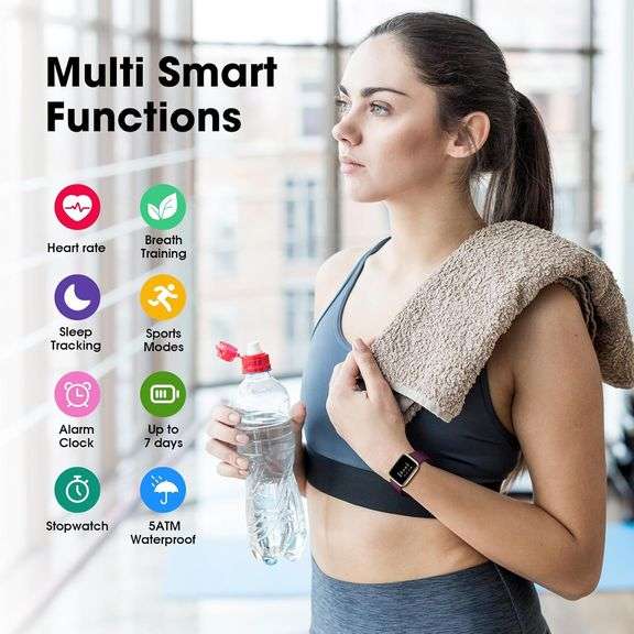 Fitness Tracker Watch with Heart Rate Monitor, Large Screen Activity Tracker with Pedometer, Sleep Monitor, Calories & Step Counter, 5ATM Waterproof S