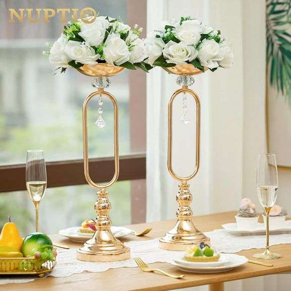 NUPTIO Pcs of 10 Fake Flower Ball Arrangement Bouquet,15 Heads Plastic Roses with Base, Suitable for Our Store's Wedding Centerpiece Flower Rack for P