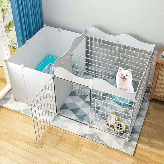 BNOSDM Dog Pet Playpen, Puppy Cage Indoor Portable Metal Wire Fence Yard with Door Small Animal Exercise Pen for Small-Sized Dog, Cat, Rabbit, Guinea