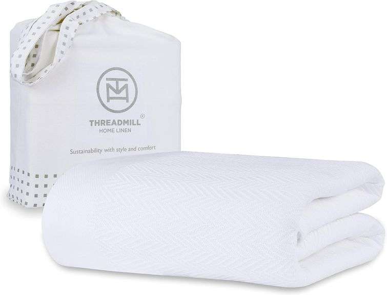 Threadmill Luxury Cotton Blanket for King Size Bed | All-Seasons Breathable Oeko TEX 100% Cotton King Size Blanket | Cozy Soft Thermal fits California