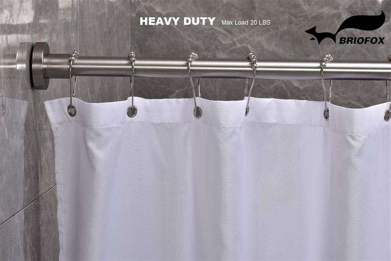 BRIOFOX Tension Curtain Rod 43-73 Inches Brushed Nickel, Never Rust and Non-Slip and Heavy Duty Shower Curtain Rod, 304 Stainless Steel