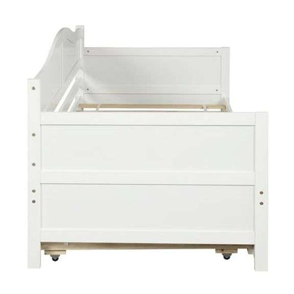 Gewnee Solid Wood Twin Size Daybed with Trundle for Kids Bedroom,White